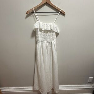 Coastal cowgirl Aritzia white linen smocked maxi dress summer vacation XS NWT